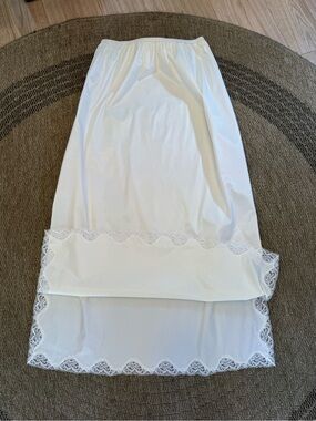 Vintage WonderMaid non cling 100% Antron Nylon long slip lace elastic waist maxi